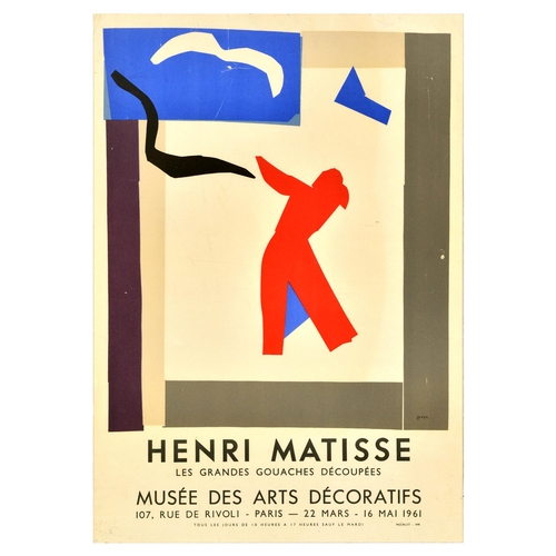 84 - Art Exhibition Poster Henri Matisse Gouaches Decoupees. Original vintage art exhibition poster for H... 