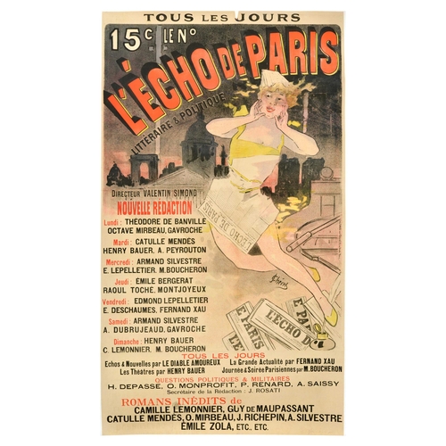 1 - Advertising Poster L'Echo de Paris Newspaper Jules Ch�ret. Original antique advertising poster for t... 