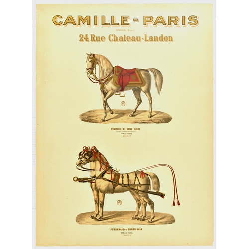 11 - Advertising Poster Camille Paris Horse Harness. Original antique advertising poster for a French man... 