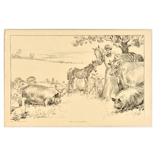 13 - Lithograph Engraving Set Charles Dana Gibson Advertising Poster The Illustrated London News Hindenbu... 