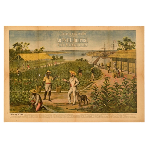 15 - Lithograph Poster Virginia Tobacco Plantation USA Culture Le Petit Journal . Original vintage lithog... 