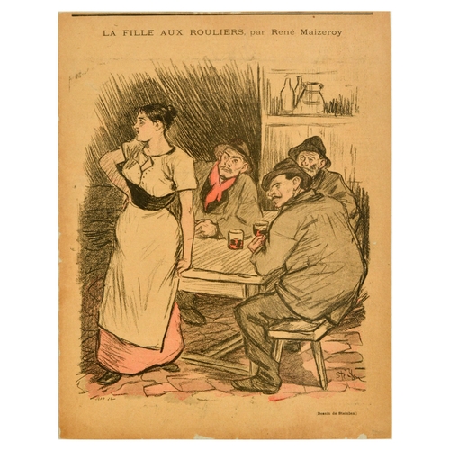 2 - Advertising Poster Steinlen Gil Blas La Fille Aux Rouliers. Original antique illustration by the not... 