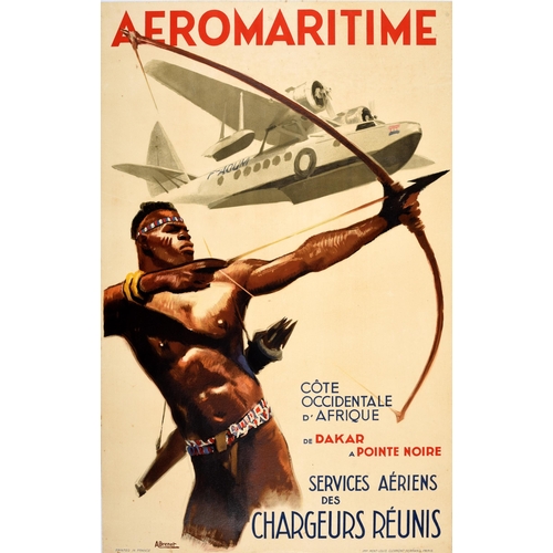 26 - Advertising Poster Aeromaritime West Coast Africa Albert Brenet. Original vintage travel poster for ... 