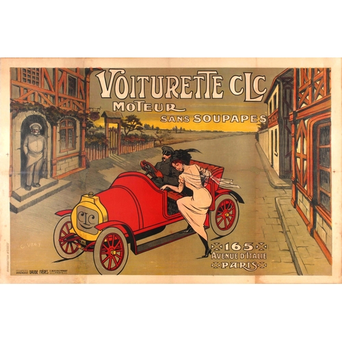 32 - Advertising Poster Voiturette CLC Early Classic Car Belle Epoque France. Advertising Poster Voituret... 