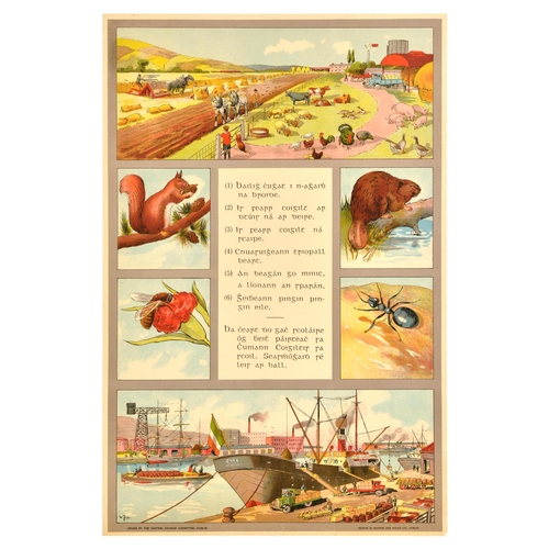 59 - Advertising Poster National Savings Committee Dublin Gaelic Ireland. Original vintage National Savin... 