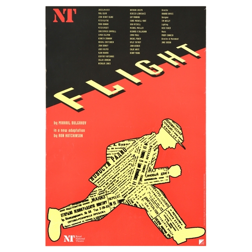 135 - Advertising Poster Flight Mikhail Bulgakov Constructivism National Royal Theatre. Original vintage a... 