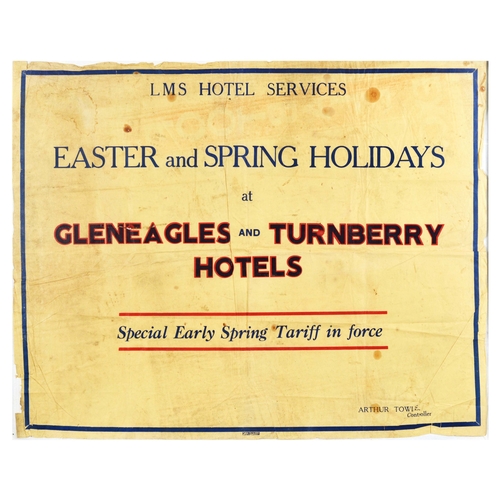 147 - Travel Poster LMS Gleneagles Turnberry Scotland Hotel. Original vintage travel poster for London Mid... 