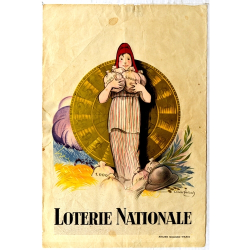 21 - Advertising Poster Loterie National Fortune Wheel. Original vintage advertising poster for the Frenc... 