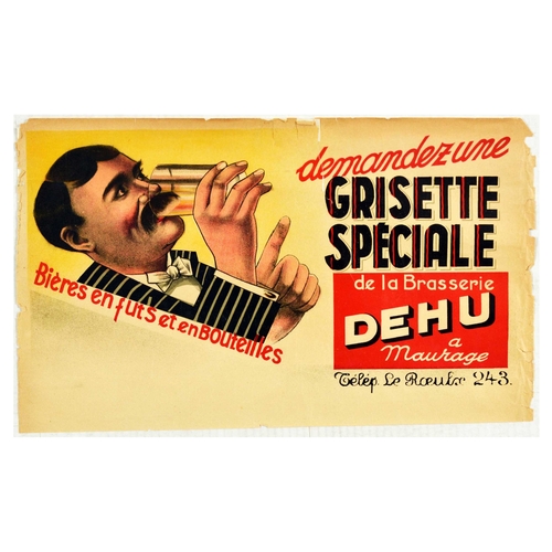 23 - Advertising Poster Grisette Speciale Belgian Beer Draft. Original vintage advertising poster for Gri... 