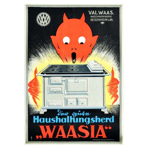 24 - Advertising Poster Household Aga Kitchen Stove Waasia Devil. Original vintage advertising poster for... 