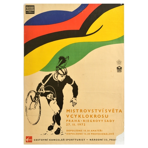 246 - Sport Poster Cyclocross World Championships Prague 1972. Original vintage sport poster for Cyclocros... 