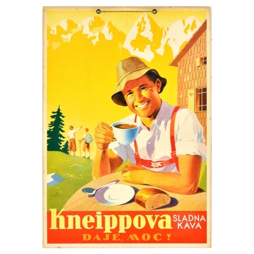 44 - Advertising Poster Kneippova Kneip Malt Coffee Gives Energy Kava. Original vintage drink advertising... 