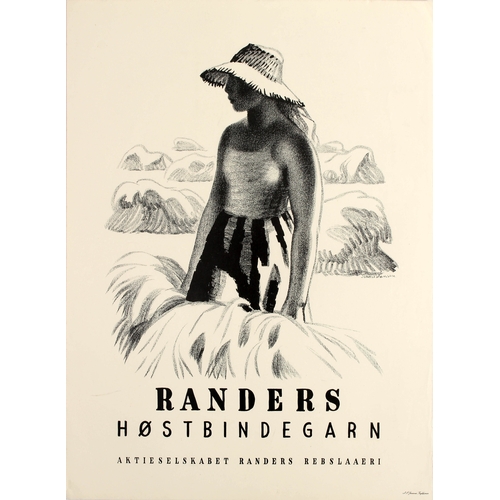 48 - Advertising Poster Randers Ropes Young Lady. Original vintage advertising poster for Randers ropes f... 