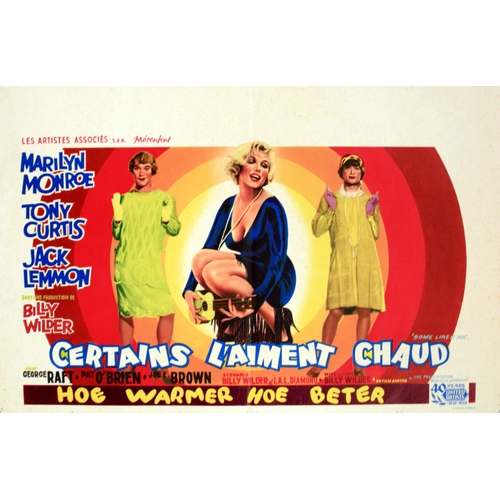 553 - Movie Poster Some Like It Hot Marilyn Monroe Billy Wilder. Vintage bootleg reproduction movie poster... 