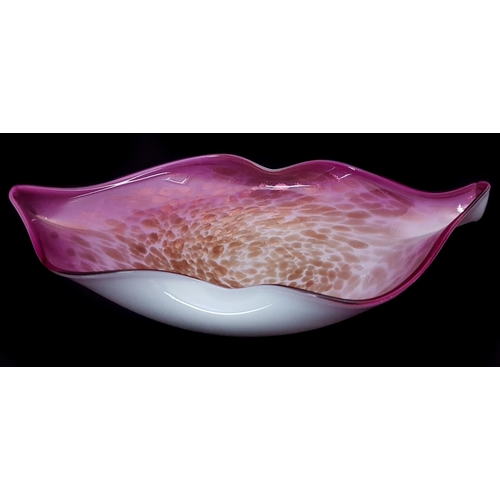 18 - Two free form Murano glass bowls, one of pink/white colouration with copper coloured mica inclusions... 