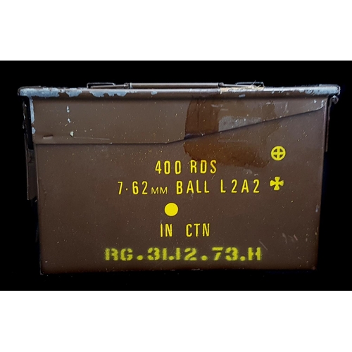 217 - Military Interest - A 7.62mm Ball L2A2 Metal Ammunition box for 400 rounds, marked for UK Government... 