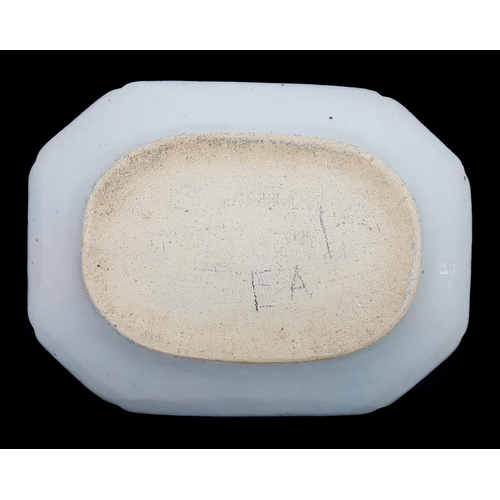 114 - A Chinese export porcelain blue and white meat plate, of rounded rectangular form, decorated with a ... 