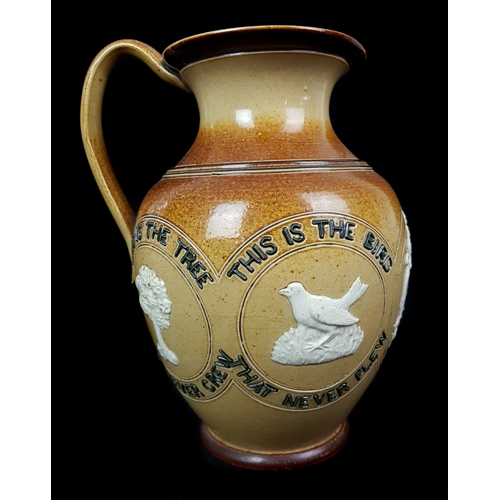 79 - Scottish Interest- A Doulton Lambeth Stoneware Arms of Glasgow jug, ovoid with strap handle, sprigge... 