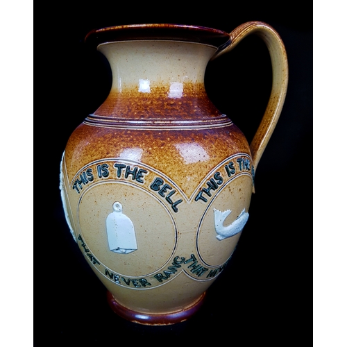 79 - Scottish Interest- A Doulton Lambeth Stoneware Arms of Glasgow jug, ovoid with strap handle, sprigge... 