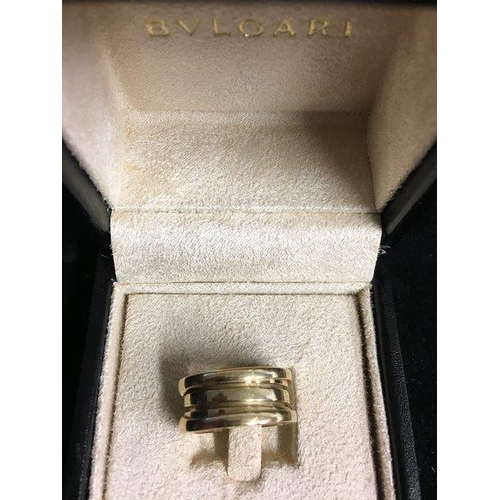 32 - A  Bulgari B.zero1 18ct yellow gold three band  ring, stamped Bulgari, made in Italy, 750, serial nu... 