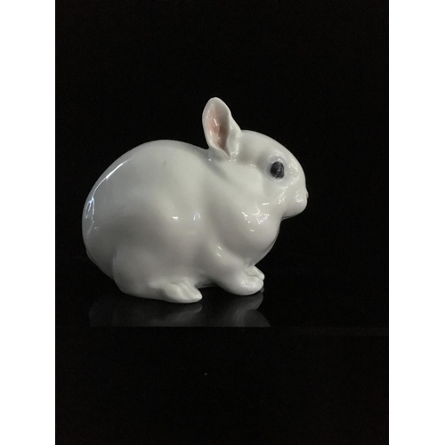 44 - Jeanne Grut for Royal Copenhagen - A porcelain figure of a rabbit, with blue eyes, shape number 4705... 