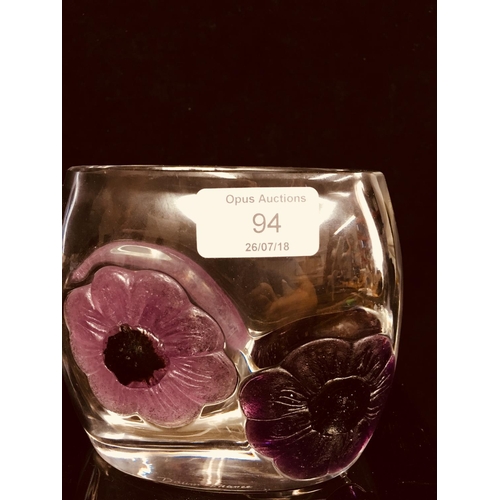 72 - A Daum Coppelia pattern cameo and pate de verre glass vase, of ovoid colourless glass set with pink ... 