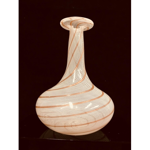 78 - Dino Martens - A glass bottle vase decorated with white and gold spiraled canes, 17cm high