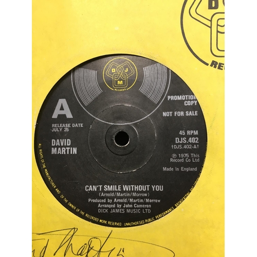 81 - Rock and Pop Memorabilia - Barry Manilow/David Martin 'Can't smile without you' Vinyl Single, promot... 