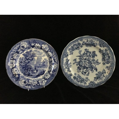 132 - Blue and White printed pottery - including an American interest plate with views of Lee Mansion, The... 