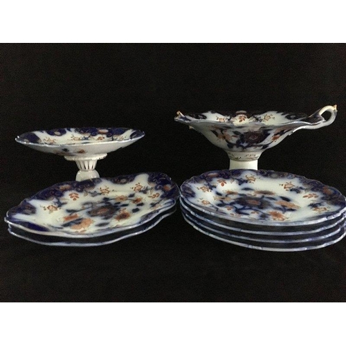 132 - Blue and White printed pottery - including an American interest plate with views of Lee Mansion, The... 