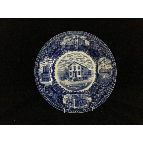 132 - Blue and White printed pottery - including an American interest plate with views of Lee Mansion, The... 