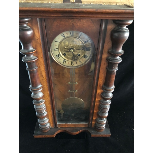 A Vienna regulator wall clock probably Junghans the brass finish