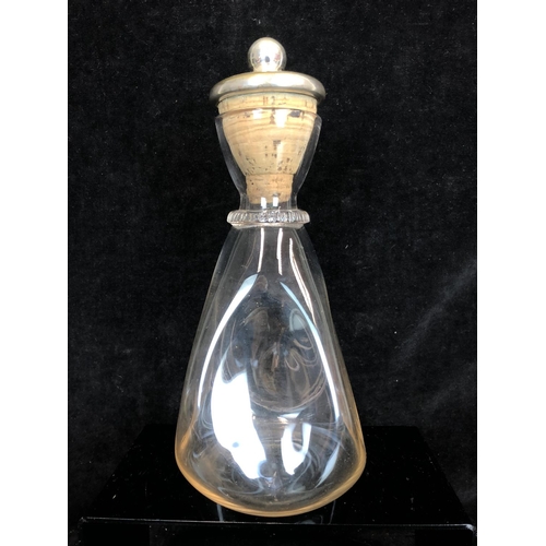 93 - James Powell & Sons, Whitefriars - A dimpled leather bottle carafe/decanter, of conical flask form w... 