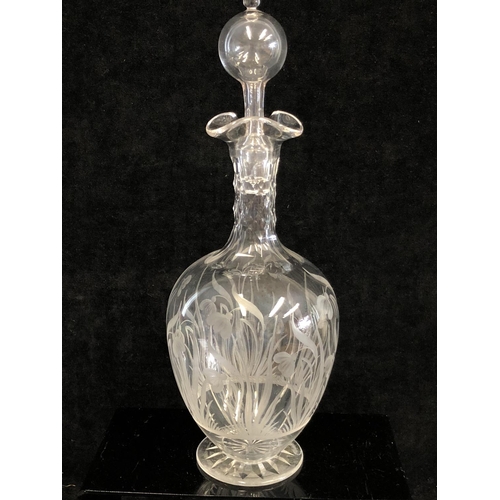 97 - Thomas Webb - An Aesthetic period colourless glass decanter, the ovoid body cut with snowdrops benea... 