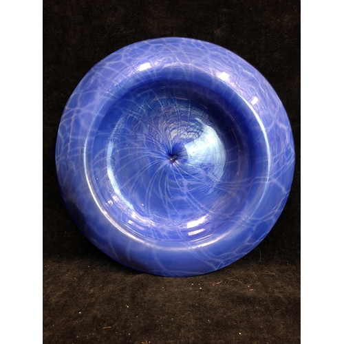 49 - Loetz - A rare blue Melusin iridescent glass bowl, of cardinal hat form, the everted rim with solid ... 