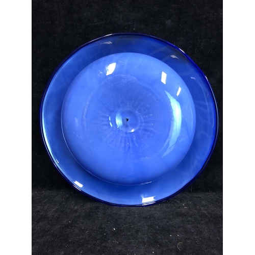 49 - Loetz - A rare blue Melusin iridescent glass bowl, of cardinal hat form, the everted rim with solid ... 