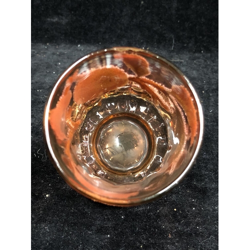 84 - English Glass -Two items of Coraline glass - A  W.L. Patent Coraline cranberry/amber coloured vase, ... 