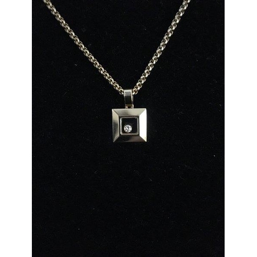 45 - Chopard 'Happy Diamonds' yellow gold pendant, square form glass panelled with 1 floating diamond, 2.... 