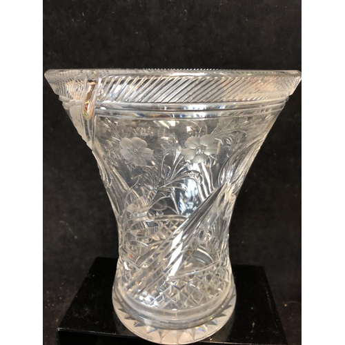 73 - Jack Lloyd for Tudor Glass, an Art Deco squat trumpet form colourless glass vase, cut and polished w... 