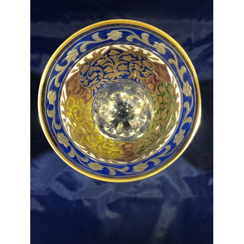 87 - Fritz Heckert, Petersdorf - a Jodhpur pattern hock glass, the bowl cut and enamelled with an Islamic... 