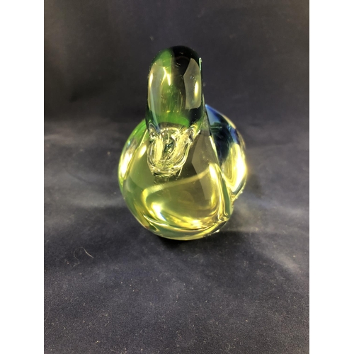 45 - V Nason & C - A glass figure of a duck, in pale blue and green cased in colourless glass, original l... 