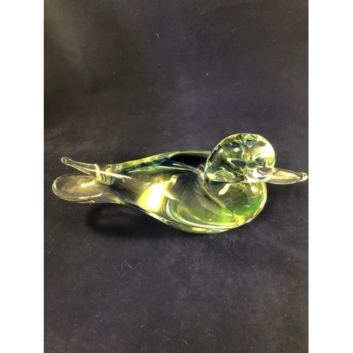 45 - V Nason & C - A glass figure of a duck, in pale blue and green cased in colourless glass, original l... 