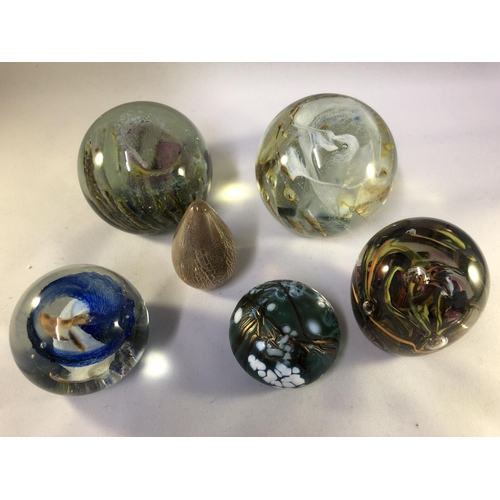 18 - Isle of Wight - six glass paperweights, impressed marks and original paper labels (6)