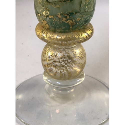 21 - Isle of Wight Glass - A candlestick; a miniature globe vase with original label; and a cylinder vase... 