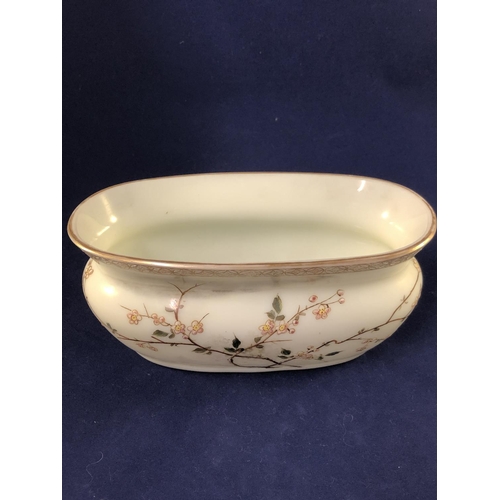 96 - Harrach - an oval glass bowl, gilded and enamelled with flowering prunus branches and clouds beneath... 