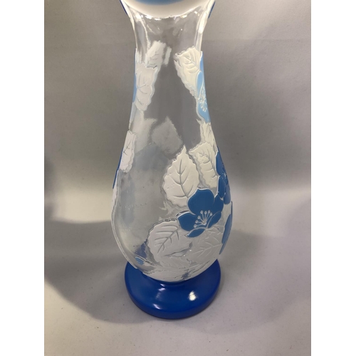 80 - Harrach - a two colour opaque cameo glass vase, the sky blue and white cameo cut through to a colour... 