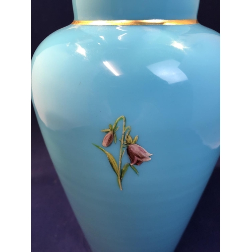 92 - Harrach for the Ottoman Market - a large turquoise blue glass vase, enamelled in polychrome colours ... 