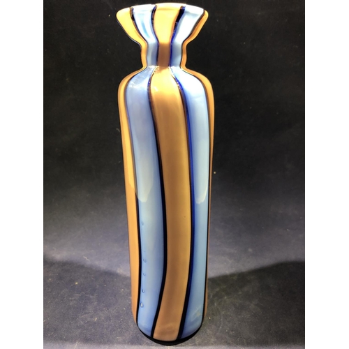 44 - Dino Martens for Aureliano Toso - a ribbon vase, cylindrical form with short trumpet neck decorated ... 