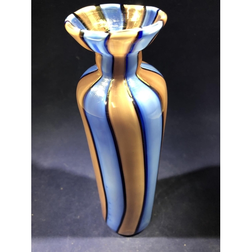 44 - Dino Martens for Aureliano Toso - a ribbon vase, cylindrical form with short trumpet neck decorated ... 