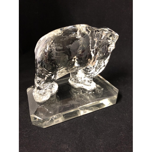 37 - Heinrich Hoffman - a pair of Art Deco glass elephant figures on separate bevelled rectangular glass ... 